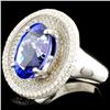 Image 2 : 18K Gold 7.14ct Tanzanite & 1.20ctw Diamond Ring