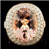 Image 1 : 14K Gold 7.66ct Morganite & 1.11ctw Diamond Ring
