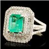 Image 2 : 18K Gold 1.36ct Emerald & 1.10ctw Diamond Ring