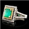 Image 2 : 18K Gold 1.15ctw Emerald & 0.86ctw Diamond Ring