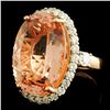 Image 2 : 14K Gold 17.51ct Morganite & 1.35ctw Diamond Ring