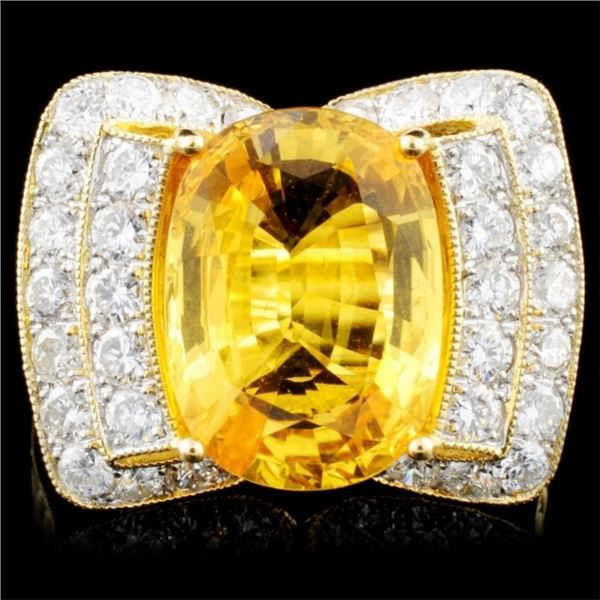 18K Gold 6.47ct Sapphire & 1.27ctw Diamond Ring