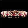 Image 1 : 14K Gold 8.50ctw Ruby & 1.85ctw Diamond Bracelet