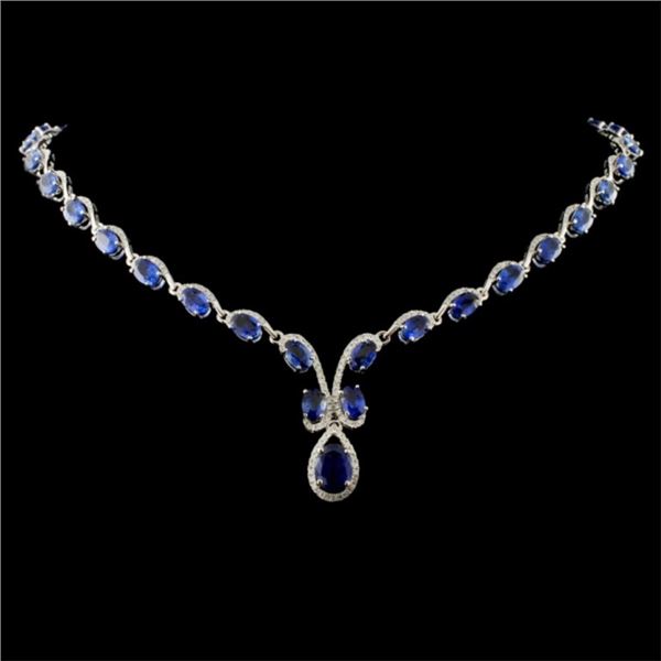 14K White Gold 25.15ct Sapphire & 2.07ct Diamond N