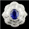 18K Gold 1.65ct Sapphire & 1.36ctw Diamond Ring