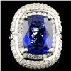18K Gold 10.92ct Tanzanite & 3.76ctw Diamond Ring