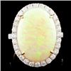 14K Gold 8.01ct Opal & 0.97ct Diamond Ring