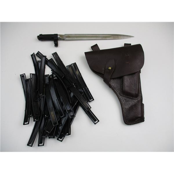 STRIPPER CLIPS, HOLSTER, BAYONET LOT