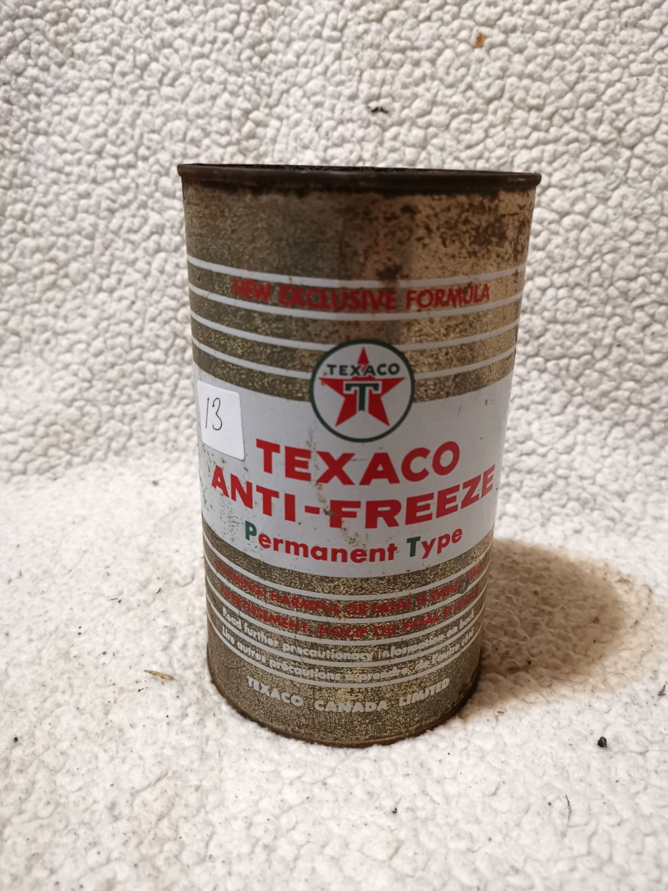 Texaco antifreeze tin can