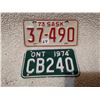 Image 1 : 2 Motorcycle license plates, Saskatchewan& Ont