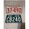 Image 3 : 2 Motorcycle license plates, Saskatchewan& Ont