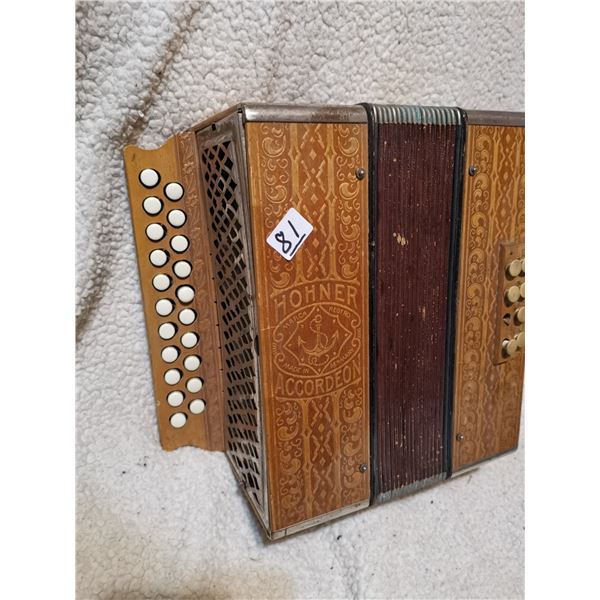 small Hohner Accordian - works, wooden, light