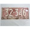 Image 2 : 1934 SASKATCHEWAN license plate