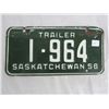 Image 1 : 1956 SASKATCHEWAN TRAILER PLATE