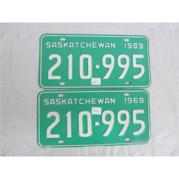 PAIR OF 1969 SASKATCHEWAN license plateS