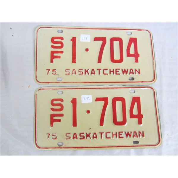 PAIR OF 1975 S/F SASKATCHEWAN license plateS