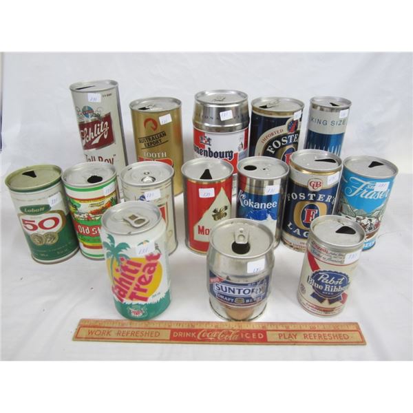 14 DECORATIVE EMPTY BEER CANS