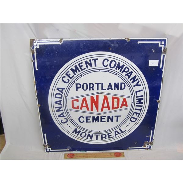 ANTIQUE PORCELAIN CANADA CEMENT MONTREAL SIGN 22 INCHES