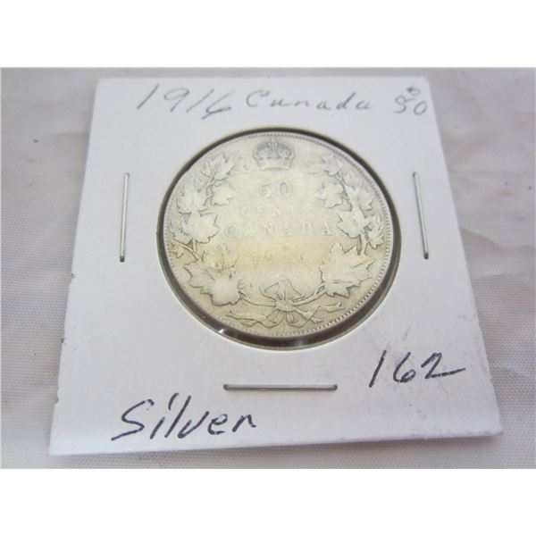 Candian 1916 Silver Fifty Cent Piece