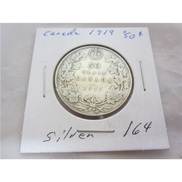 Candian Silver 1919 Fifty Cent Piece