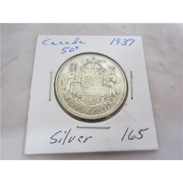 Canadian Silver 1937 Fifty Cent Piece