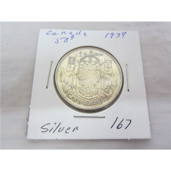 Canadian Silver 1939 Fifty Cent Piece