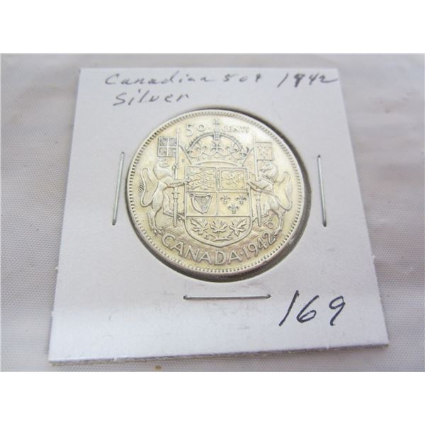 Canadian Silver 1942 Fifty Cent Piece