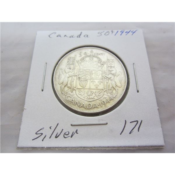 Canadian Silver 1944 Fifty Cent Piece