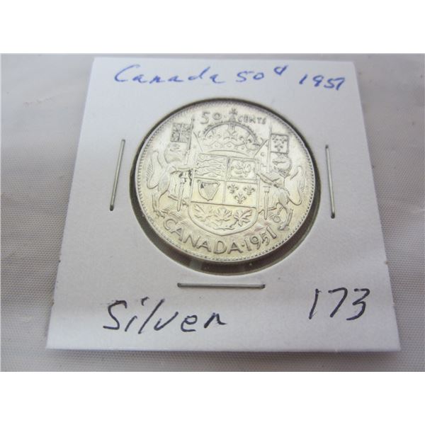 Canadian Silver 1951 Fifty Cent Piece