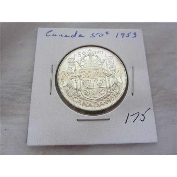 Canadian Silver 1953 Fifty Cent Piece