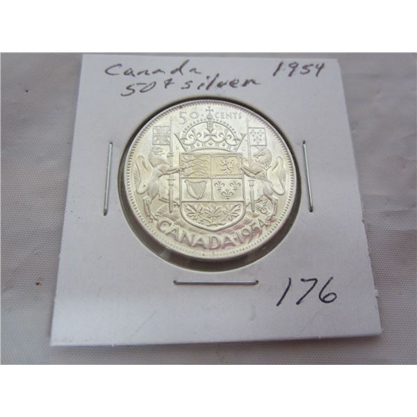 Candian Silver 1954 Fifty Cent Piece