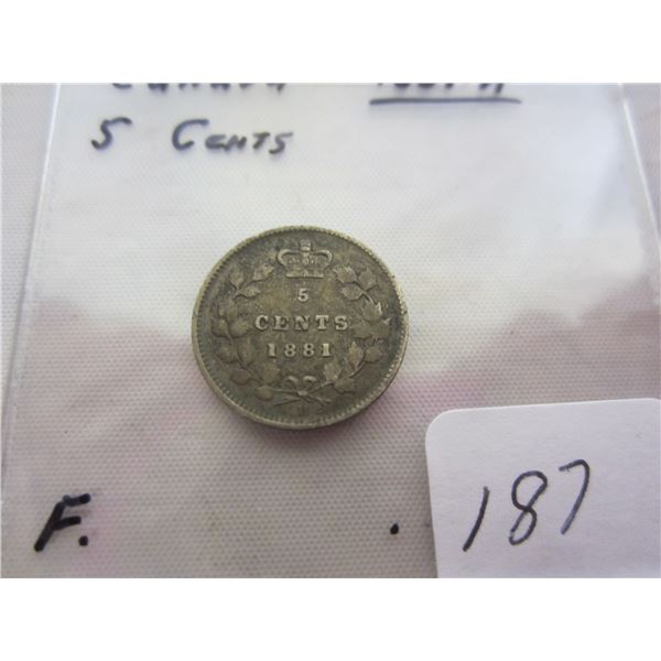 Canadian Silver 1881 H Nickel