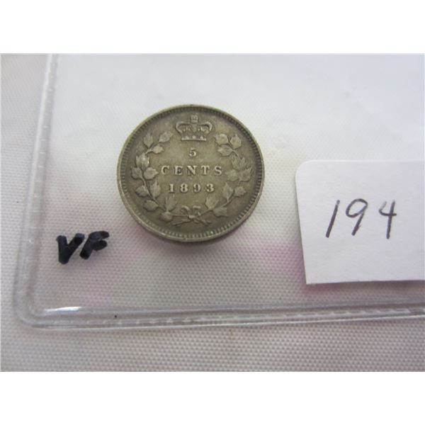 Canadian Silver 1893 Nickel