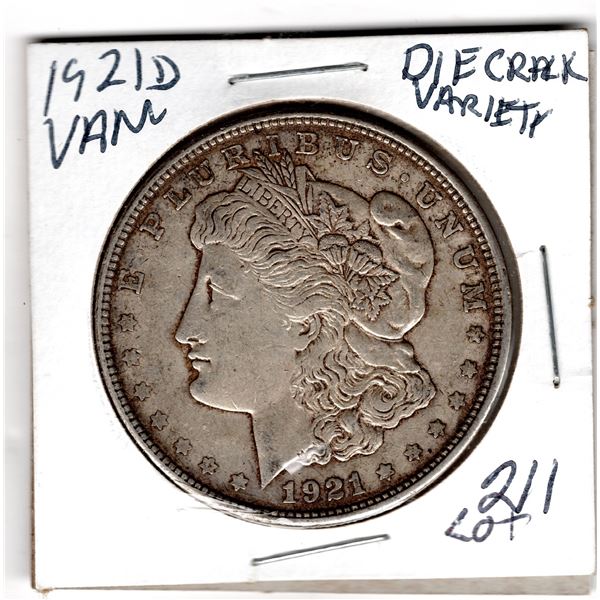 1921D MORGAN DOLLAR VAM DIE CRACK VARIETY SEE PHOTO 3