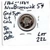 Image 1 : NEWBRUNSWICK 5 CENT SILVER UNABLE TO READ DATE 1862 OR 1864