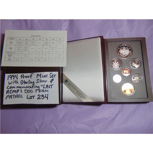 1994 PROOF DOUBLE DOLLAR SET: LAST RCMP DOG TEAM PATROL