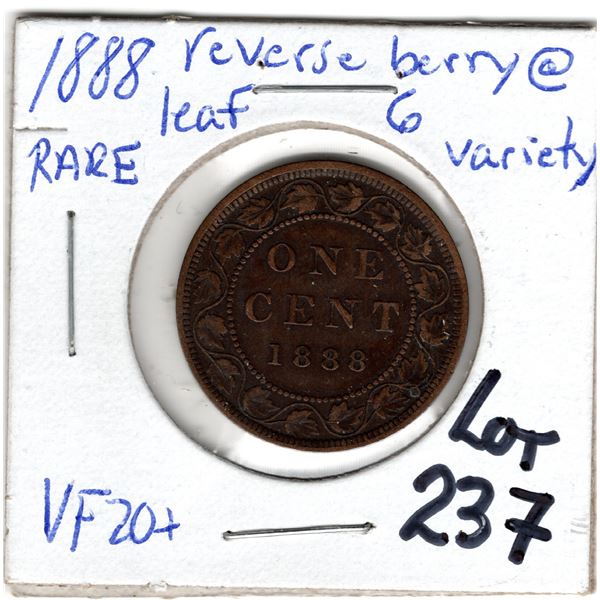 1888 LARGE CENT WITH BERRY BY LEAF 6 ERROR SCARCE