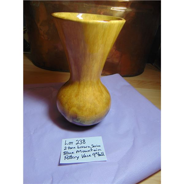 9” TALL BLUE MOUNTAIN POTTERY TWO TONE BROWN