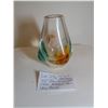 Image 3 : UNSIGNED BLUE GREEN GOLD CLEAR ART GLASS VASE