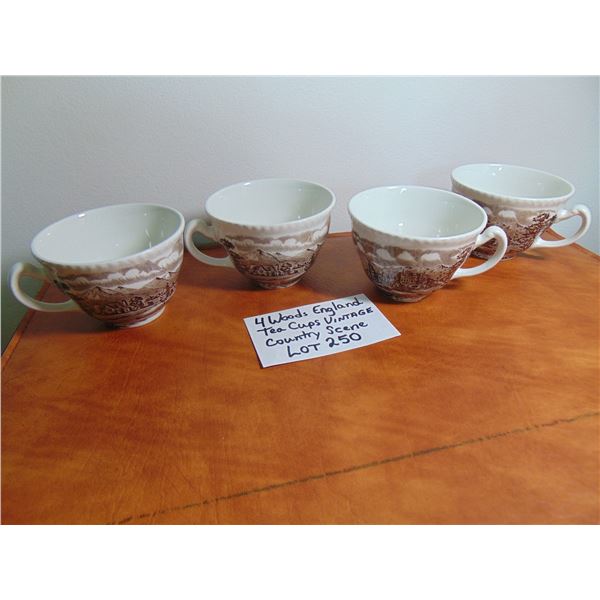 4 WOODS ENGLAND COUNTRY SCENE PATTERN TEACUPS