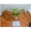 Image 4 : LARGE PERIDOT COLOURED FRUIT DISH ART GLASS UNSIGNED