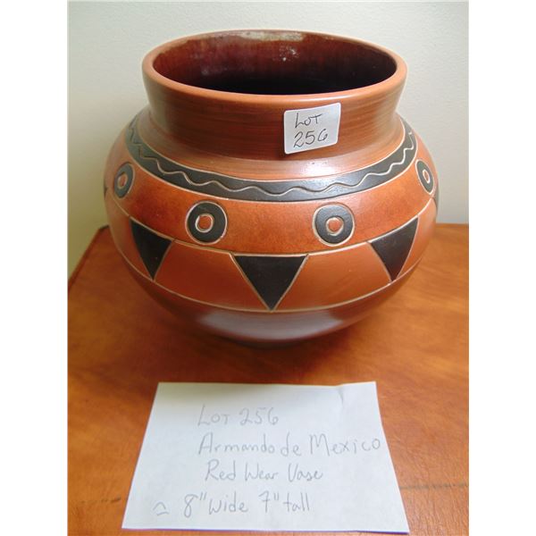 ARMONDO DE MEXICO RED WEAR VASE 8” BY 7”