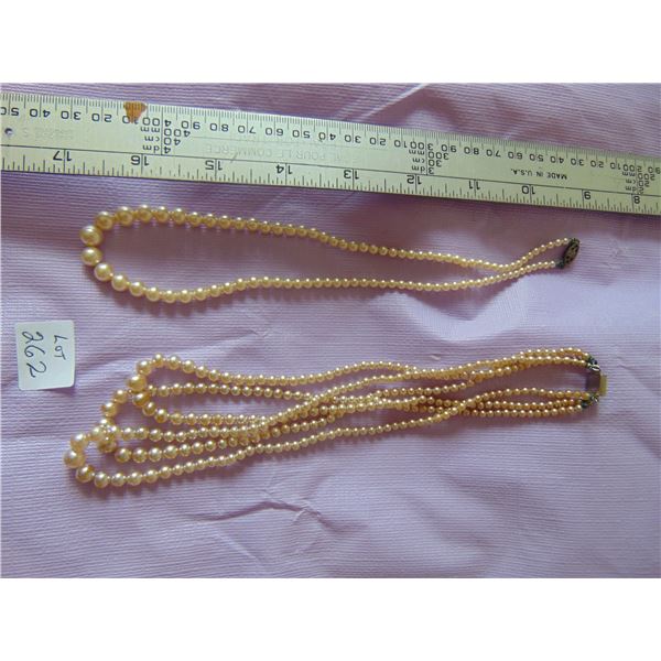 FAUX PEARL NECKLACES ONE WITH STERLING CLASP