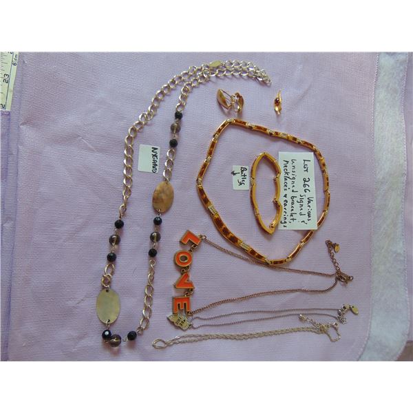 VINTAGE SIGNED AND UNSIGNED NECKLACE AND EARRINS SEE PHOTO