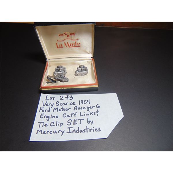1954 FORD METEOR AVENGER 6 CUFF LINKS & TIE CLIP SCARCE