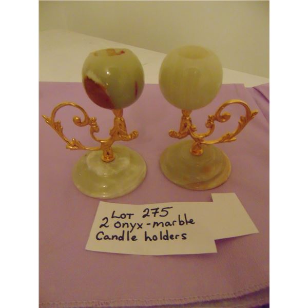 2 ONYX MARBLE CANDLE HOLDERS