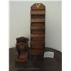 Image 1 : VINTAGE WOOD WALL LETTER HOLDER AND MATCH HOLDER WITH ROOSTER