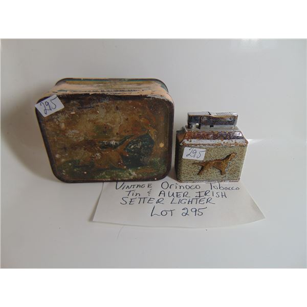 ORINOCO TOBACCO TIN & AUER IRISH SETTER LIGHTER
