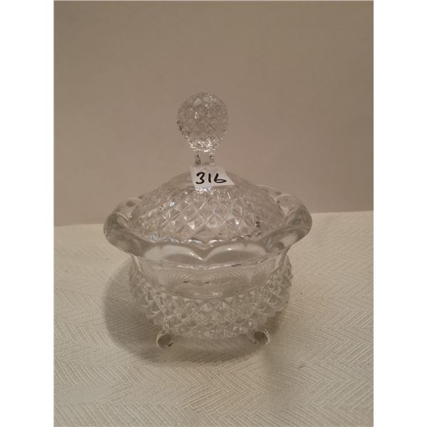 Crystal candy dish with lid 5" X 7"