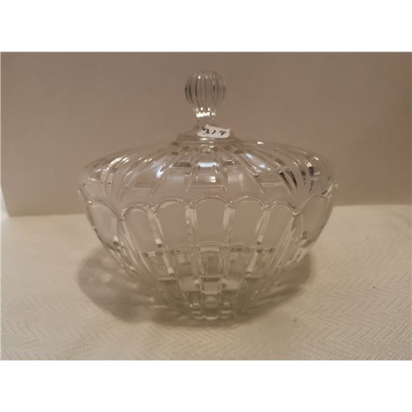 Crystal bowl with lid 5" X 8" X 7"